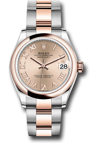 Rolex Steel and Everose Gold Datejust 31 Watch - Domed Bezel - Dark Rhodium Index Dial - Oyster Bracelet