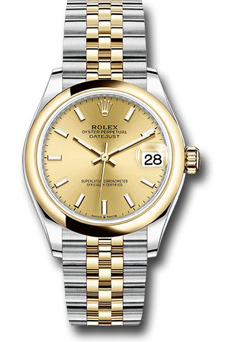 Rolex Steel and Yellow Gold Datejust 31 Watch - Domed Bezel - Champagne Index Dial - Jubilee Bracelet