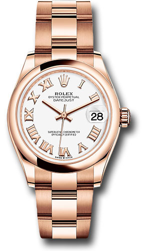 Rolex Everose Gold Datejust 31 Watch - Domed Bezel - White Roman Dial - Oyster Bracelet