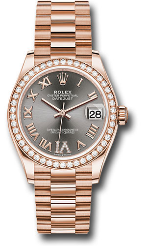 Rolex Everose Gold Datejust 31 Watch - Diamond Bezel - Rhodium Diamond Six Dial - President Bracelet