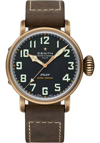 Zenith Pilot Type 20 Extra Special Watch - Bronze - Black Dial - Brown Oily Nubuck Strap