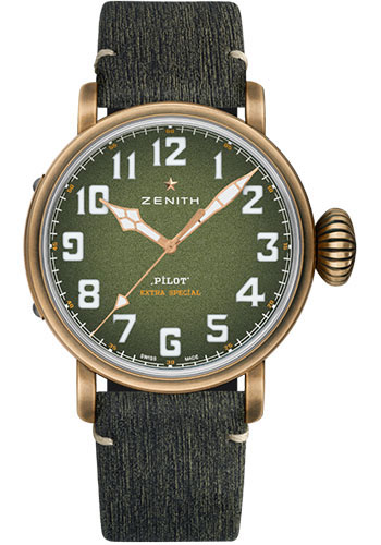 Zenith Pilot Type 20 Adventure Watch - Bronze - Khaki Green Grained Dial - Khaki Green Matrix Calfskin Strap