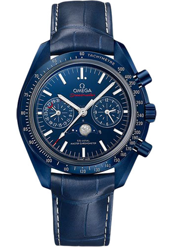 Omega Speedmaster Moonwatch Co-Axial Master Chronometer Moonphase Chronograph Blue Side Of The Moon Watch - 44.25 mm Blue Ceramic Case - Blue Ceramic Dial - Blue Leather Strap