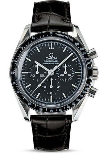 Omega Speedmaster Moonwatch Professional Watch - 42 mm Steel Case - Tachymeter Bezel - Black Dial - Black Leather Strap