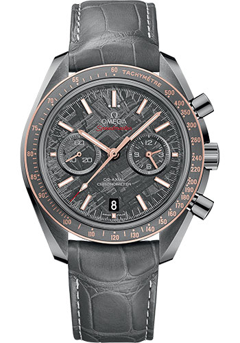 Omega Speedmaster Moonwatch Co-Axial Chronograph Meteorite Watch - 44.25 mm Grey Ceramic Case - Meteorite Dial - Grey Leather Strap