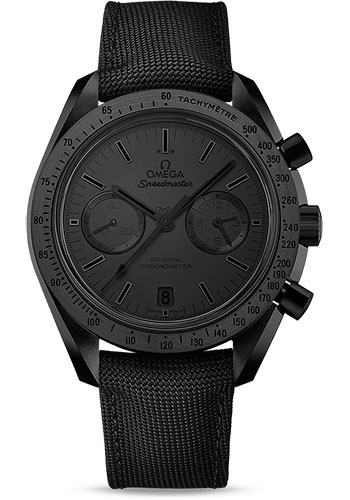 Omega Speedmaster Moonwatch Omega Co-Axial Chronograph Watch - 44.25 mm Black Ceramic Case - Black Dial - Black Nylon Strap