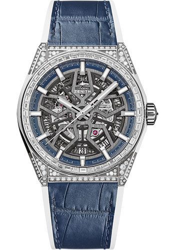Zenith Defy Classic Jewelry Watch - Titanium - Openworked Dial - White Rubber and Alligator Strap