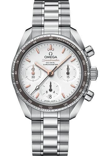 Omega Speedmaster 38 Co-Axial Chronograph Watch - 38 mm Steel Case - Silvery Dial