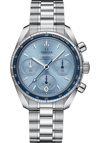 Omega Speedmaster 38 Co-Axial Chronograph Watch - 38 mm Steel Case - Blue Dial