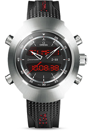 Omega Speedmaster Spacemaster Z-33 Chronograph Watch - 43 x 53 mm Titanium Case - Black Dial - Black Rubber Strap