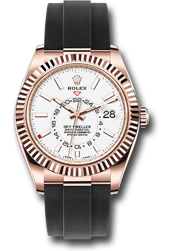 Rolex Everose Gold Sky-Dweller Watch - White Index Dial - Oysterflex Bracelet