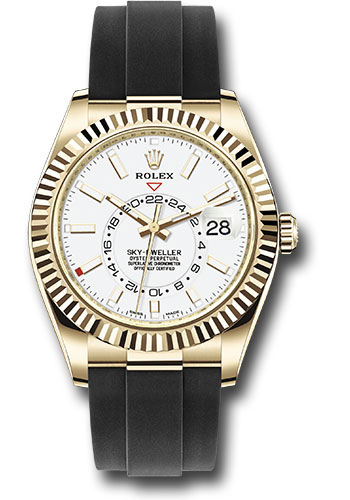 Rolex Yellow Gold Sky-Dweller Watch - White Index Dial - Oysterflex Bracelet