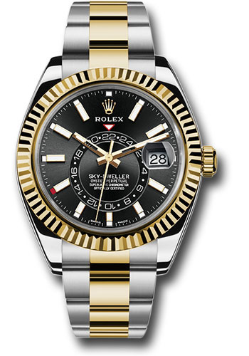 Rolex Yellow Rolesor Sky-Dweller Watch - Black Index Dial - Oyster Bracelet