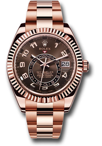 Rolex Everose Gold Sky-Dweller Watch - Chocolate Sunray Arabic Dial - Oyster Bracelet