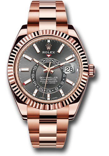Rolex Everose Gold Sky-Dweller Watch - Dark Rhodium Index Dial - Oyster Bracelet