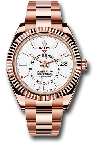 Rolex Everose Gold Sky-Dweller Watch - White Index Dial - Oyster Bracelet