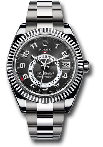 Rolex White Gold Sky-Dweller Watch - Black Arabic Dial - Oyster Bracelet