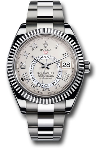 Rolex White Gold Sky-Dweller Watch - Ivory Satin Finish Roman Dial - Oyster Bracelet