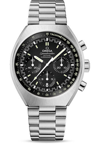 Omega Speedmaster Mark II Co-Axial Chronograph Watch - 42.4 mm Barrel-Shaped Polished And Brushed Steel Case - Matt Black Dial - Steel Bracelet