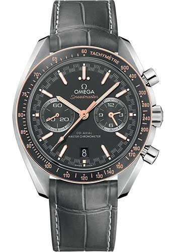Omega Speedmaster Racing Co-Axial Master Chronograph Watch - 44.25 mm Steel Case - Sedna Gold Bezel - Matt Grey Dial - Grey Leather Strap