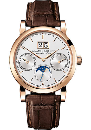 A. Lange & Söhne Saxonia Annual Calendar - 38.5mm Pink Gold Case - Argenté Dial - Dark-Brown Strap