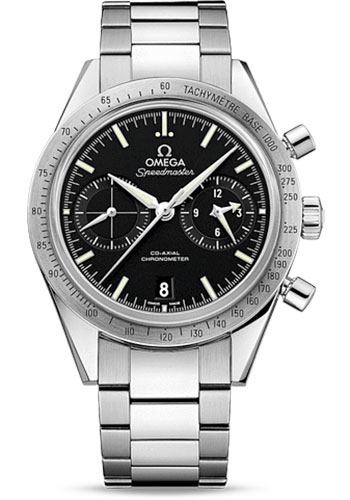 Omega Speedmaster '57 Omega Co-Axial Chronograph Watch - 41.5 mm Steel Case - Brushed Bezel - Black Dial
