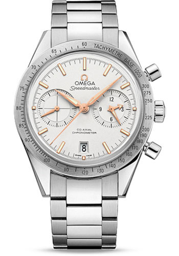 Omega Speedmaster '57 Omega Co-Axial Chronograph Watch - 41.5 mm Steel Case - Brushed Bezel - Silver Dial
