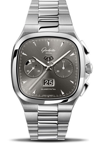 Glashütte Original Seventies Chronograph Panorama Date - Steel Case - Ruthenium Dial - Bracelet