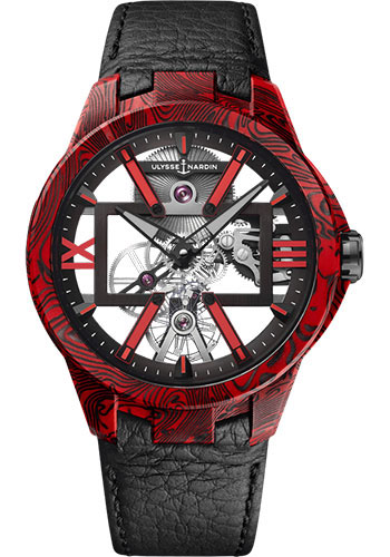 Ulysse Nardin Skeleton X 43 mm Beware of Blast - Titanium Case - Black Red Dial - Leather Strap