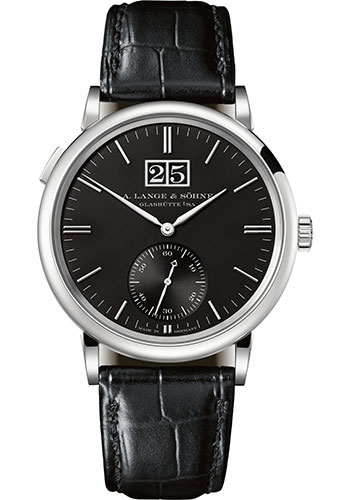 A. Lange & Söhne Saxonia Outsize Date Watch - 38.5mm White Gold Case - Grey Rhodié Dial - Black Strap