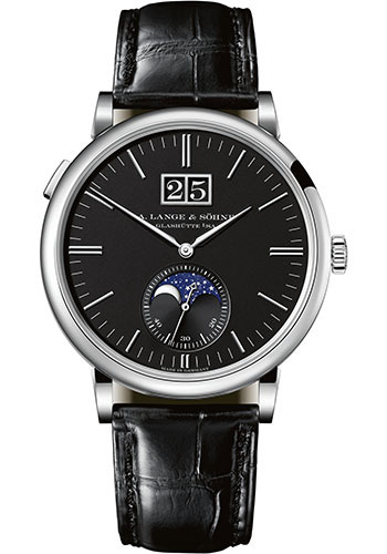 A. Lange & Söhne Saxonia Moon Phase Watch - 40mm White Gold Case - Black Rhodié Dial - Black Strap