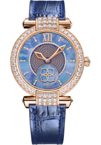 Chopard Imperiale Automatic Watch - 36.00 mm Rose Gold Diamond Case - Blue Mother-Of-Pearl Dial - Blue Strap