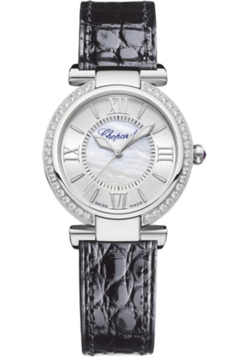 Chopard Imperiale Automatic Watch - 29.00 mm Steel Diamond Case - Silver- Dial - Black Strap