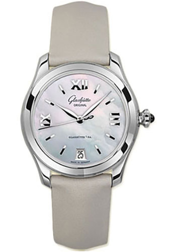 Glashütte Original Lady Serenade - Steel Case - Mother-Of-Pearl Silver Dial - White And Beige Calfskin Strap - Pin Buckle