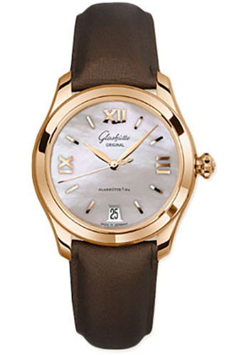 Glashütte Original Lady Serenade - Rose Gold Case - Mother-Of-Pearl Silver Dial - Brown Calfskin Strap - Pin Buckle