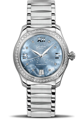 Glashütte Original Lady Serenade - Steel Case - Diamond Bezel - Mother-Of-Pearl Blue Dial - Bracelet