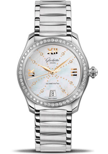 Glashütte Original Lady Serenade - Steel Case - Diamond Bezel - Mother-Of-Pearl White Dial - Bracelet