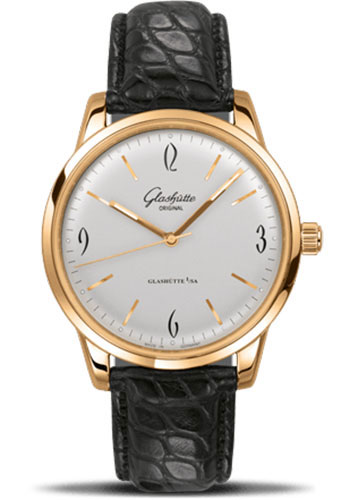 Glashütte Original Sixties - Rose Gold Case - Silver Dial - Black Louisiana Alligator Strap - Pin Buckle