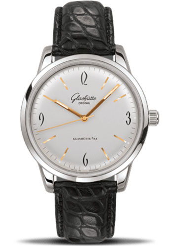 Glashütte Original Sixties - Steel Case - Silver Dial - Black Louisiana Alligator Strap - Pin Buckle