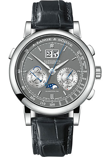 A. Lange & Söhne Datograph Perpetual - 41mm White Gold Case - Grey/Rhodié Dial - Black Strap