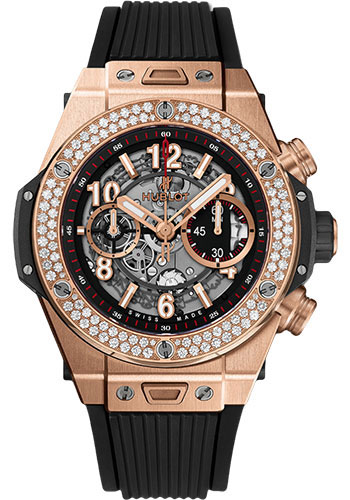 Hublot Big Bang Unico King Gold Diamonds Watch - 45 mm - Black Skeleton Dial