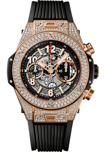 Hublot Big Bang Unico King Gold Pavé Watch - 45 mm - Black Dial