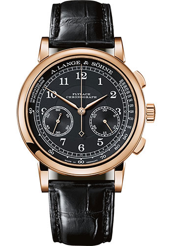 A. Lange & Söhne 1815 Chronograph - 39.5mm Pink Gold Case - Black Dial - Black Strap