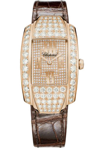 Chopard La Strada Gold Watch - Rose Gold Diamond Case - Diamonds-Set Dial