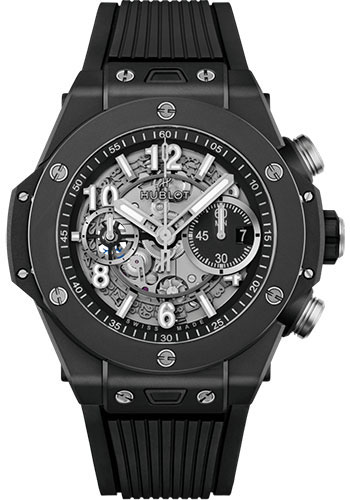 Hublot Big Bang Unico Black Magic Watch - 44 mm - Black Skeleton Dial - Black Rubber Strap