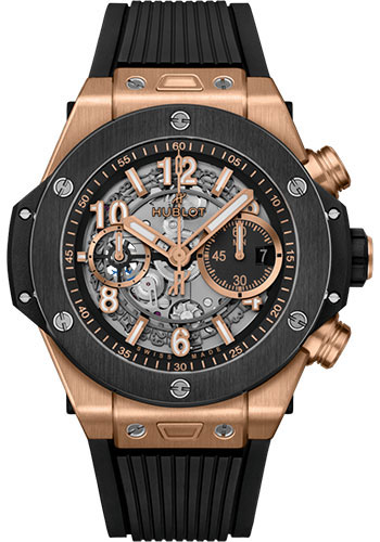 Hublot Big Bang Unico King Gold Ceramic Watch - 44 mm - Black Skeleton Dial - Black Rubber Strap