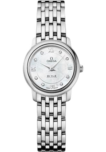 Omega De Ville Prestige Quartz Watch - 24.4 mm Steel Case - Mother-Of-Pearl Diamond Dial
