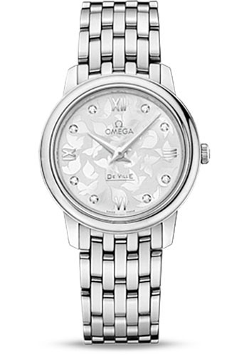 Omega De Ville Prestige Quartz Watch - 27.4 mm Steel Case - Silver Diamond Dial