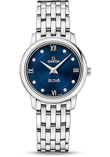 Omega De Ville Prestige Quartz Watch - 27.4 mm Steel Case - Blue Diamond Dial
