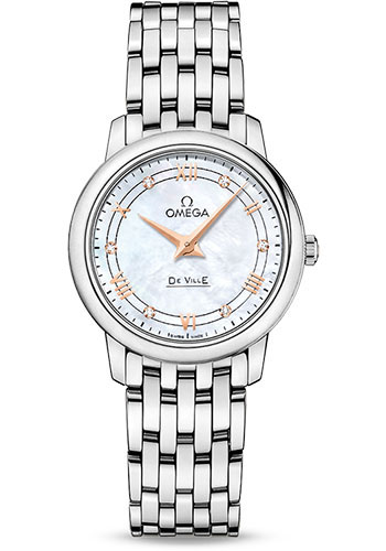 Omega De Ville Prestige Quartz Watch - 27.4 mm Steel Case - White Diamond Dial